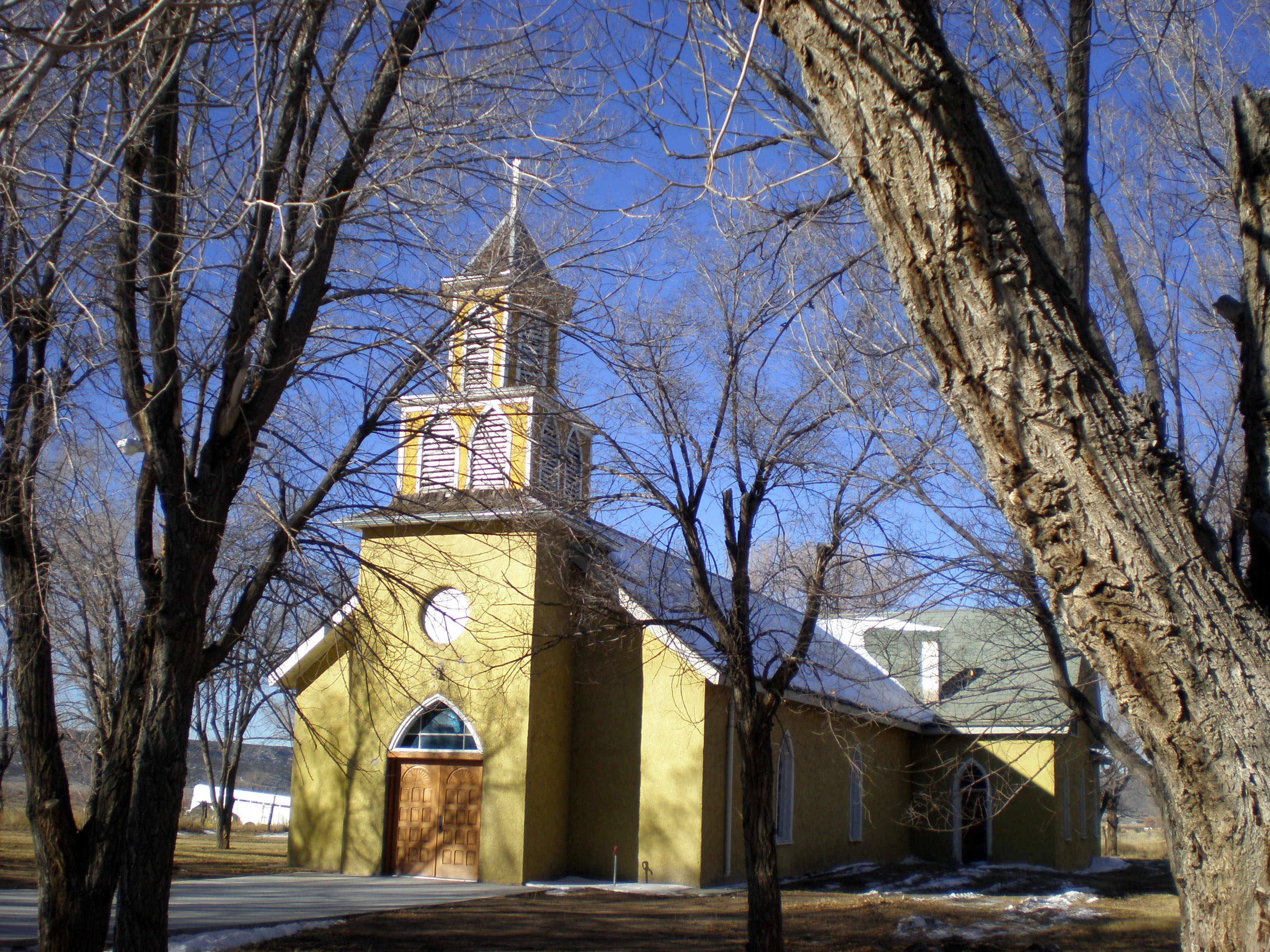 Iglesia de la Inmaculada Concepción among the trees.