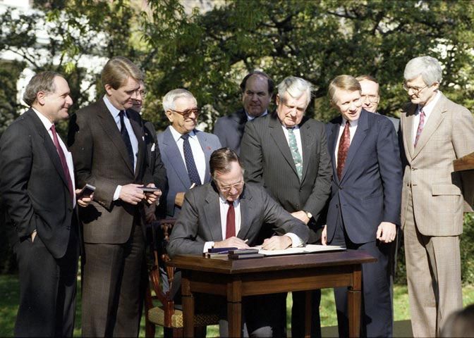 President George Bush signing the Native American Graves Protection and Repatriation Act in 1990
