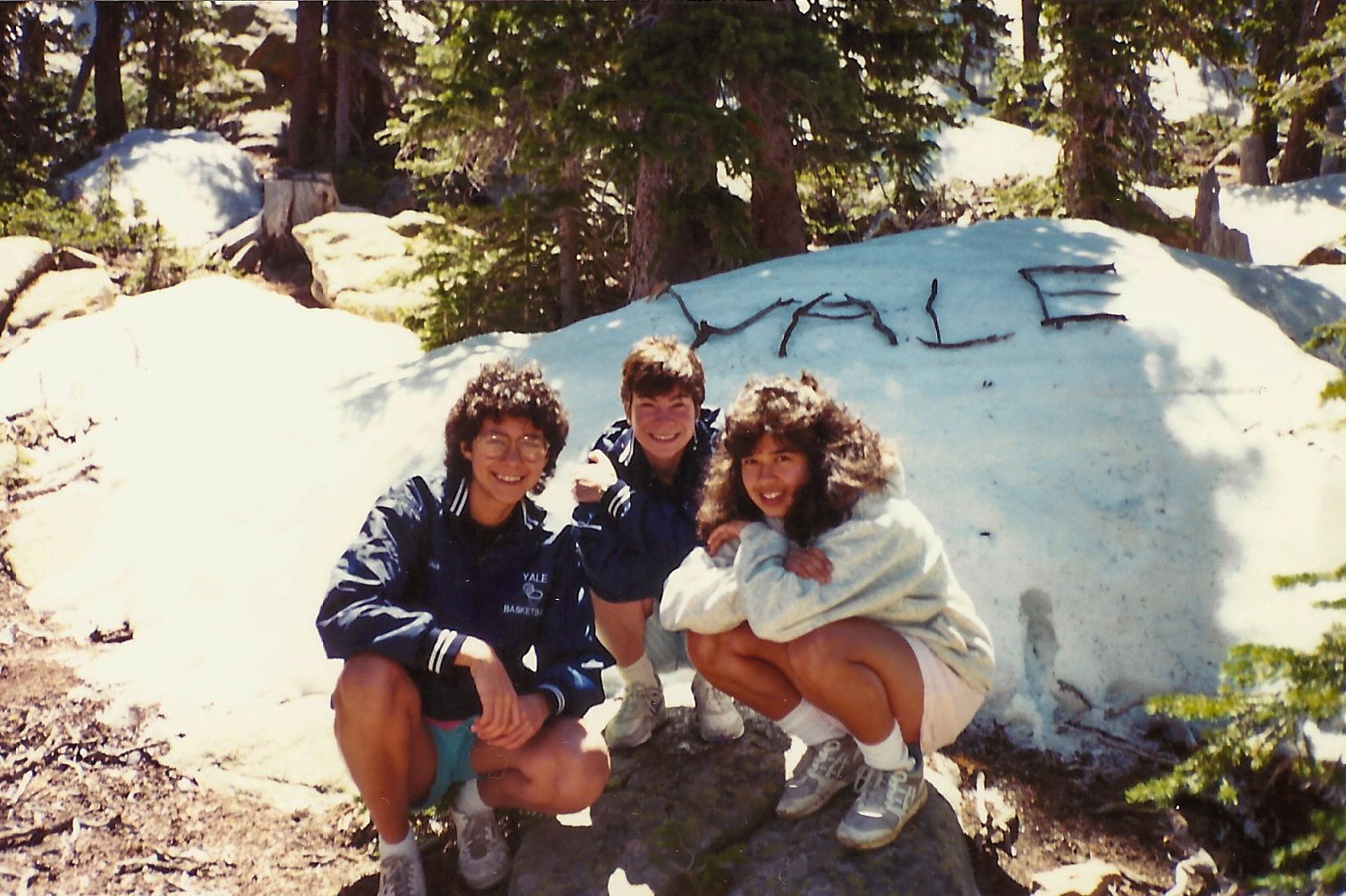 Nicki with friends Trina and Gail, after her first year at Yale. Trail Ridge Road, 1989.