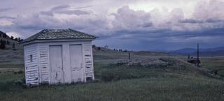 Double door privy at the Salt Works Ranch.