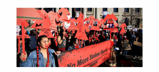 A group march to advocate for Missing Murdered Indigenous Women
