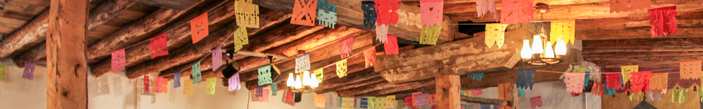 Fort Garland interior ceiling covered in papel picado