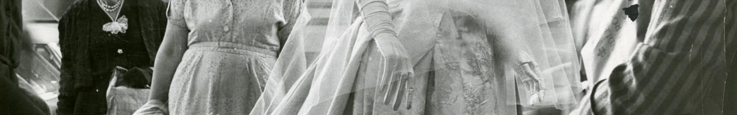 Baby Doe's wedding dress on display in Denver.