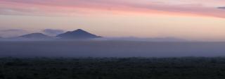 View of the Wet Mountain Valley in the San Isabel National Forest, shrouded in a morning mist