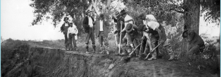 A crew works on the Canal banks in 1933