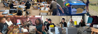 A collage of images showing community members from Antonito, Avondale, and San Luis working on community collection projects together.