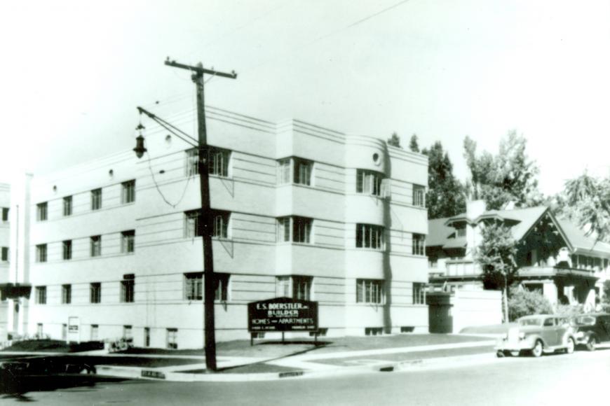 The Stanley Arms Apartments in its first year, 1937