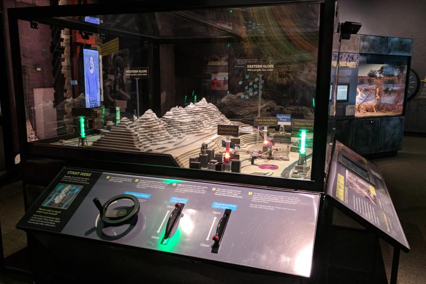 Eastern Slope Water display with cranks and turning wheel. 