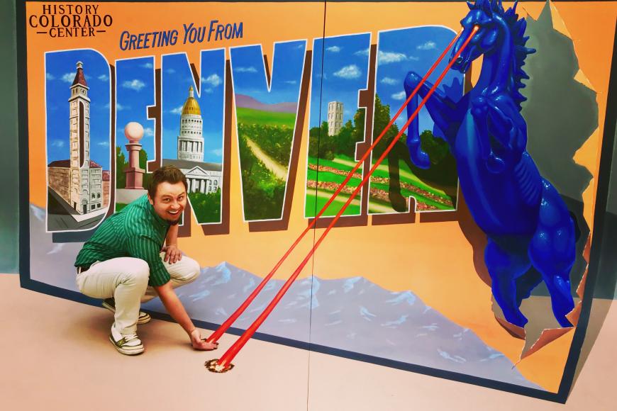 photo of large postcard with mustang