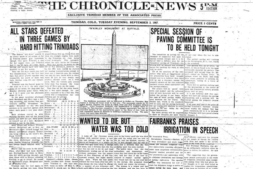 Front page of newspaper with baseball headline