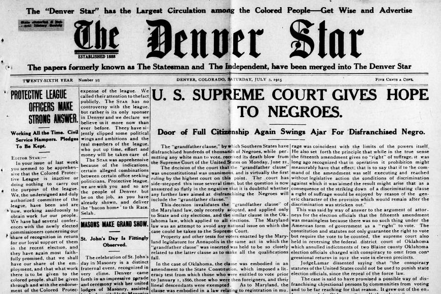 front page of The Denver Star