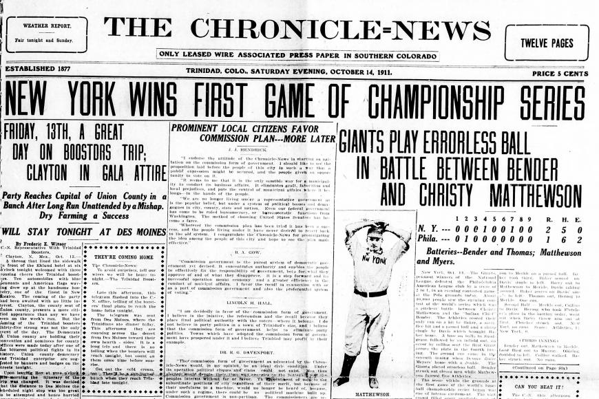 Cover of newspaper about baseball championship