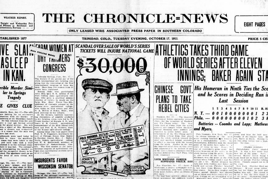 Cover of newspaper about baseball scandal