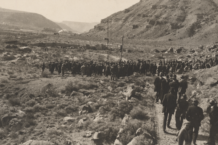 A crowd attends the launching of the High Line Canal.