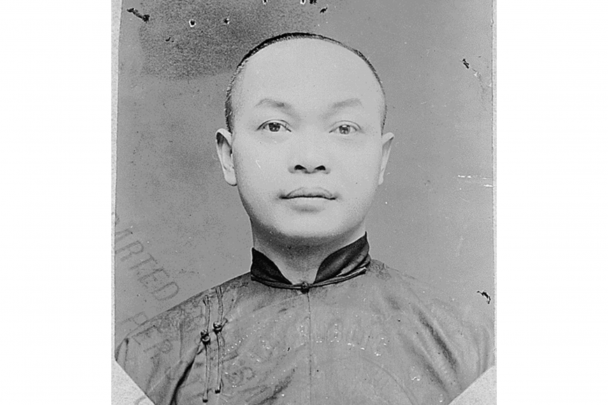 Wong Kim Ark portrait black and white photo.