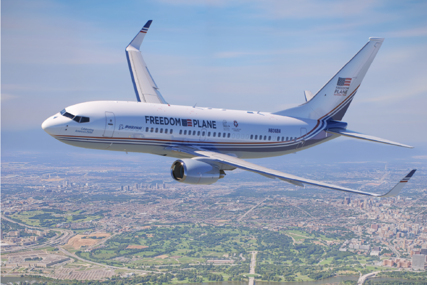 Freedom Plane in flight