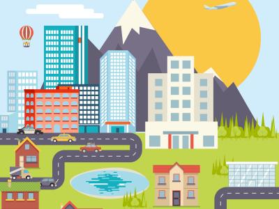 Graphic with urban landscape