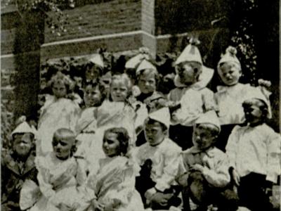 Children of the Wildeboor Kindergarten in Pueblo celebrating the Fourth of July