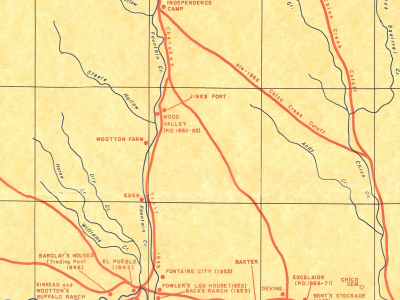 A map depicting early settlements in the Fountain Valley of Colorado
