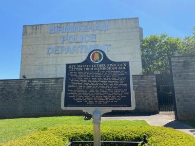 The Birmingham Police Department building and “Letter from a Birmingham Jail” Historical Marker in Alabama