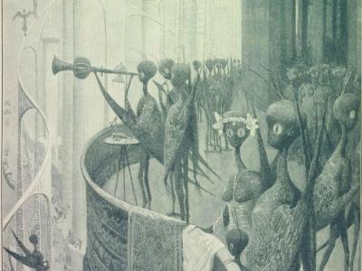 An illustration of a Martian city from H.G. Wells’s article “The Things that Live on Mars,"