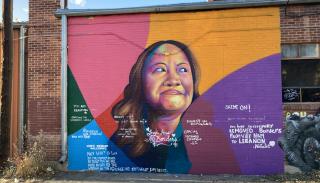 Mural of Nga Vương-Sandoval by Artist/Muralist Thomas Evans (I Am Detour), located on Champa between 23rd & 24th Streets in Denver, December 2021. Jason Hanson